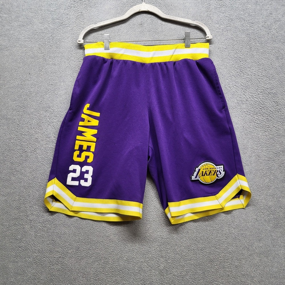 Los Angeles Lakers Men Shorts M Purple Logo Embroidery NBA Lebron James 23